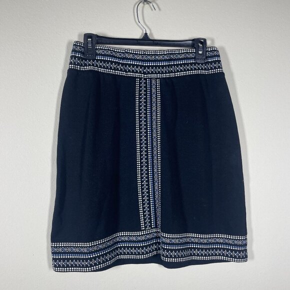 J. Jill Dresses & Skirts - J Jill Women's Black Blue Embroidered Pull-On Skirt Small Stretch!